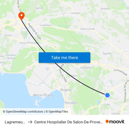 Lagremeuse to Centre Hospitalier De Salon-De-Provence map