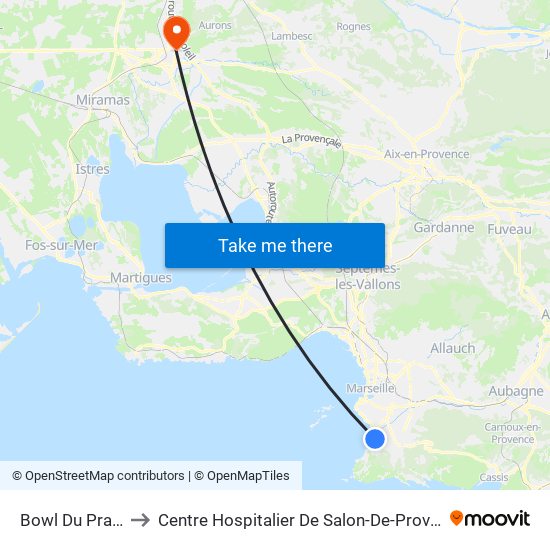 Bowl Du Prado to Centre Hospitalier De Salon-De-Provence map