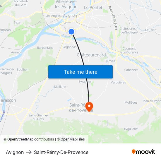 Avignon to Saint-Rémy-De-Provence map