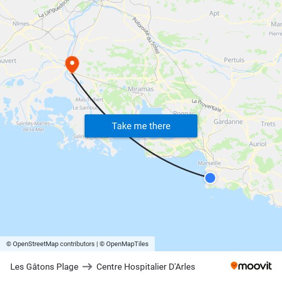 Bowl Du Prado to Centre Hospitalier D'Arles map