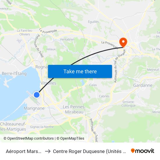 Aéroport Marseille-Provence to Centre Roger Duquesne (Unités De Soins De Longue Durée) map