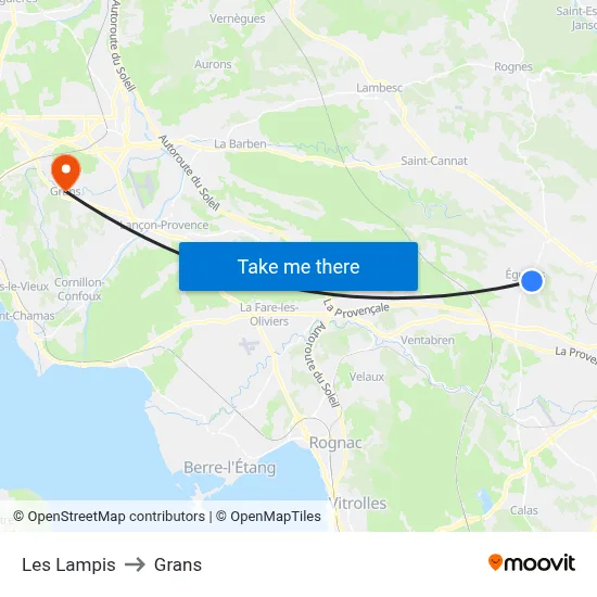 Les Lampis to Grans map