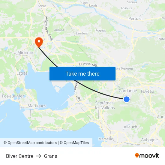 Biver Centre to Grans map