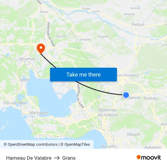 Hameau De Valabre to Grans map