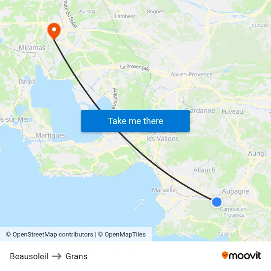 Beausoleil to Grans map