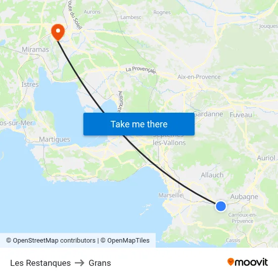 Les Restanques to Grans map