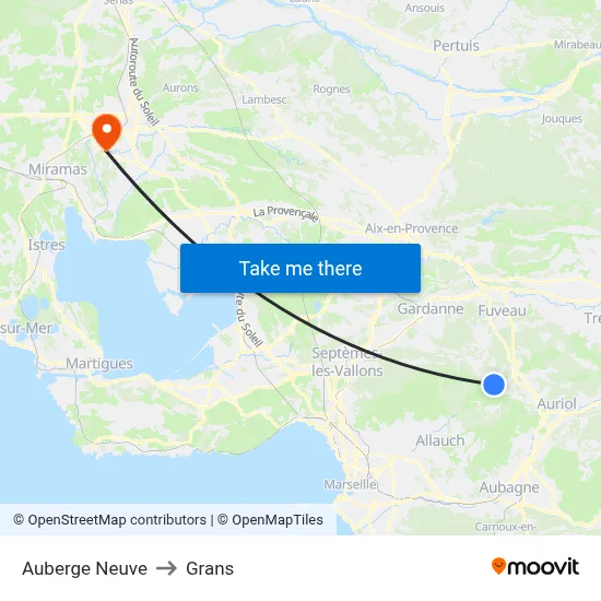 Auberge Neuve to Grans map
