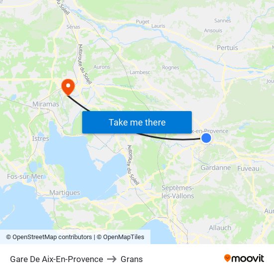 Gare De Aix-En-Provence to Grans map