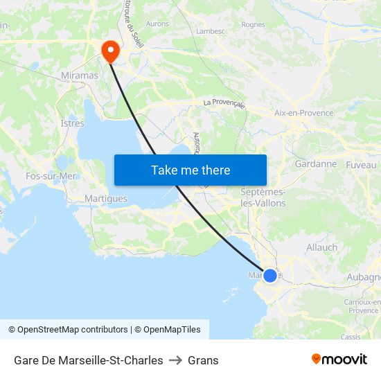 Gare De Marseille-St-Charles to Grans map