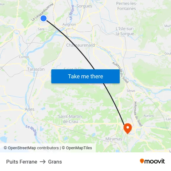 Puits Ferrane to Grans map