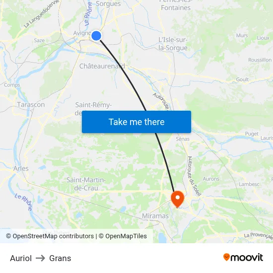 Auriol to Grans map