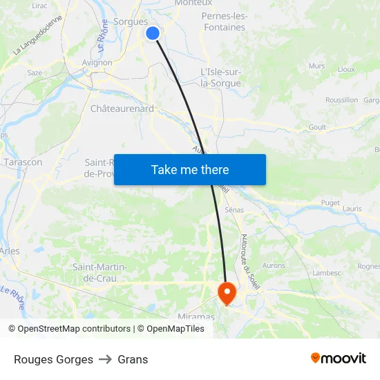 Rouges Gorges to Grans map