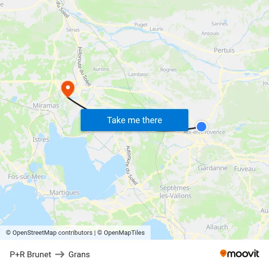 P+R Brunet to Grans map