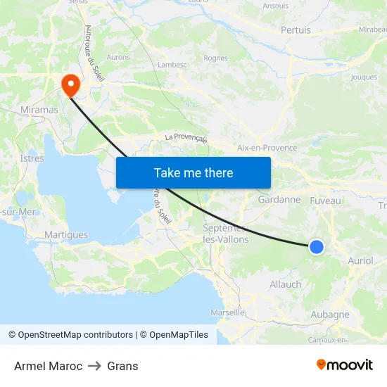 Armel Maroc to Grans map