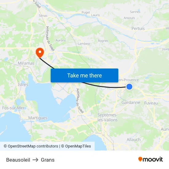 Beausoleil to Grans map