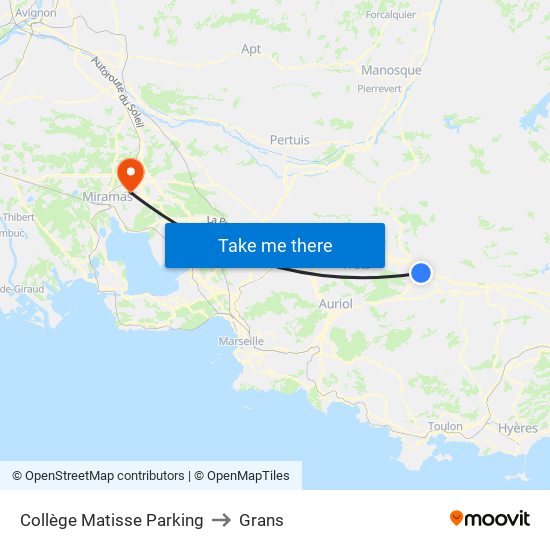 Collège Matisse Parking to Grans map