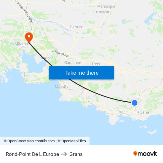 Rond-Point De L Europe to Grans map