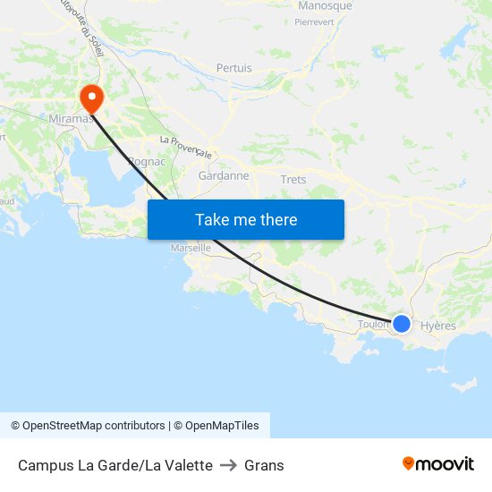 Campus La Garde/La Valette to Grans map