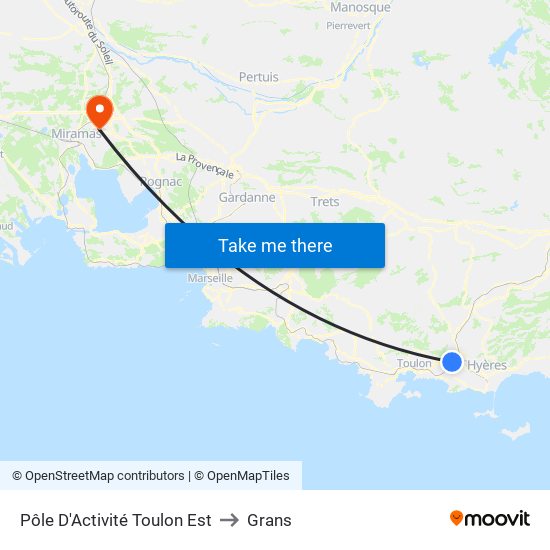 Pôle D'Activité Toulon Est to Grans map