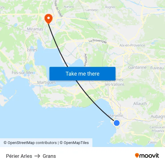 Périer Arles to Grans map
