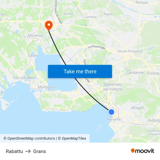 Rabattu to Grans map