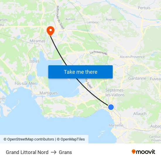 Grand Littoral Nord to Grans map