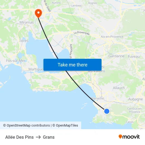 Allée Des Pins to Grans map