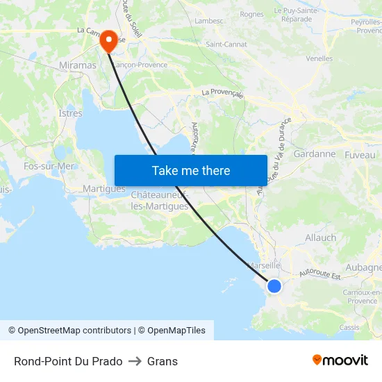 Rond-Point Du Prado to Grans map
