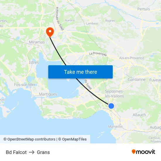 Bd Falcot to Grans map