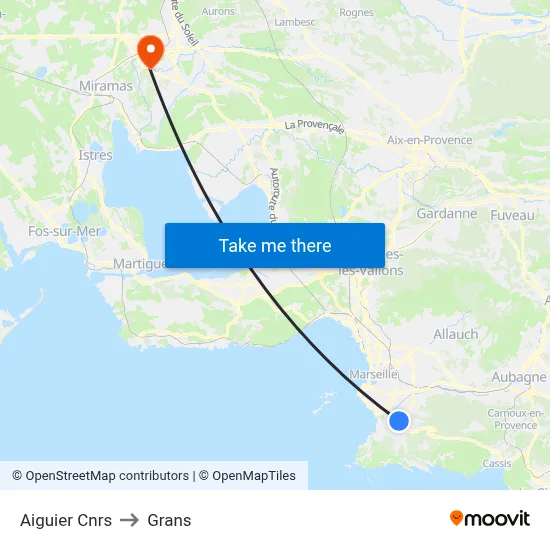 Aiguier Cnrs to Grans map