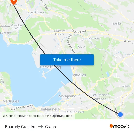 Bourrély Granière to Grans map