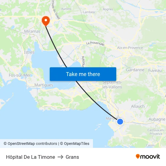 Hôpital De La Timone to Grans map