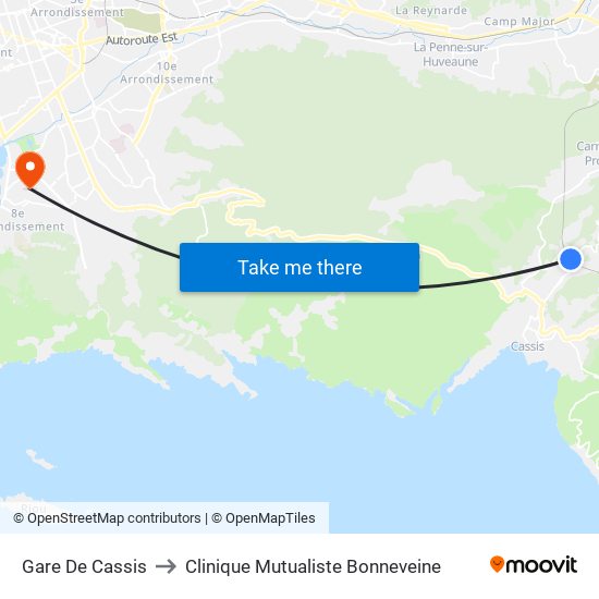 Gare De Cassis to Clinique Mutualiste Bonneveine map