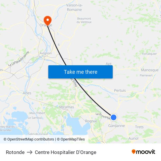 Rotonde to Centre Hospitalier D'Orange map