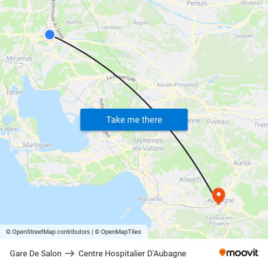 Gare De Salon to Centre Hospitalier D'Aubagne map
