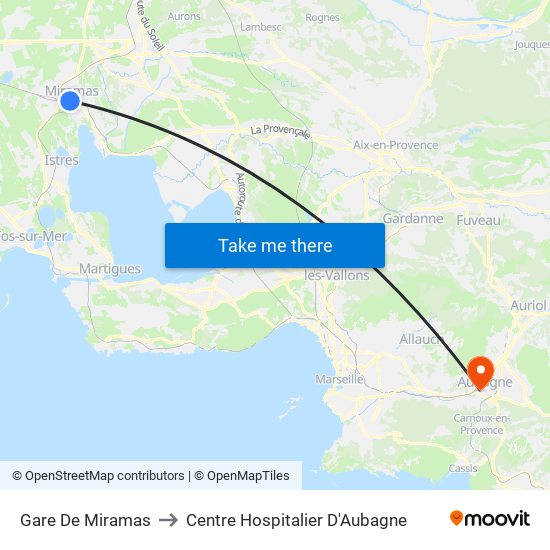 Gare De Miramas to Centre Hospitalier D'Aubagne map