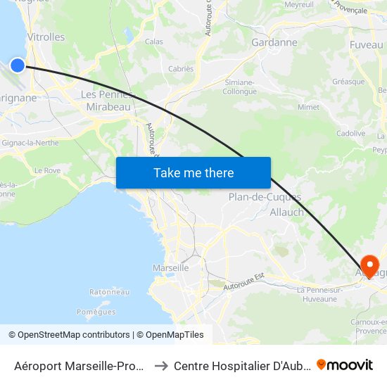 Aéroport Marseille-Provence to Centre Hospitalier D'Aubagne map