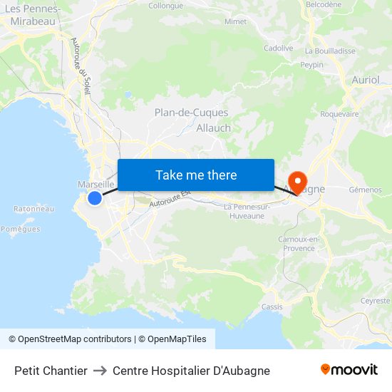 Petit Chantier to Centre Hospitalier D'Aubagne map