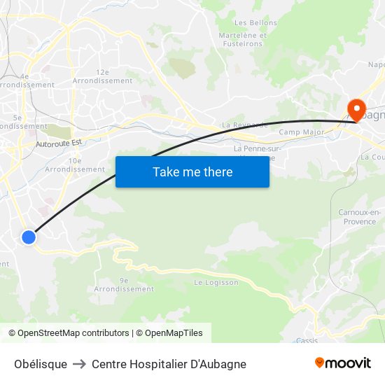 Obélisque to Centre Hospitalier D'Aubagne map