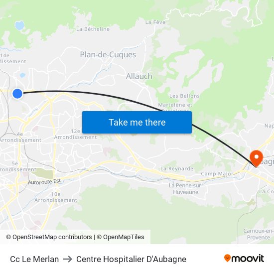 Cc Le Merlan to Centre Hospitalier D'Aubagne map