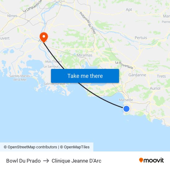 Bowl Du Prado to Clinique Jeanne D'Arc map