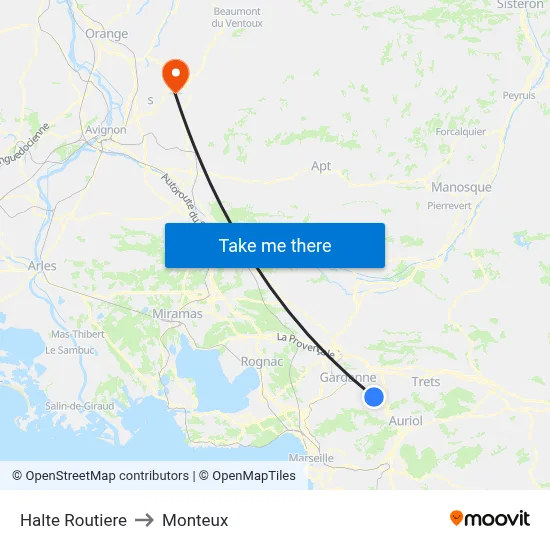 Halte Routiere to Monteux map