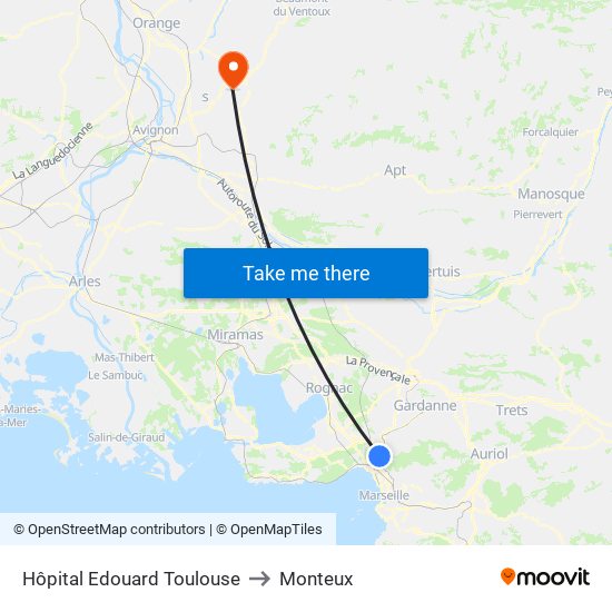 Hôpital Edouard Toulouse to Monteux map