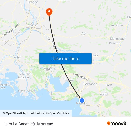 Hlm Le Canet to Monteux map