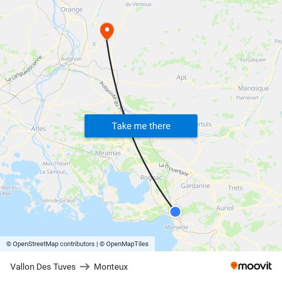 Vallon Des Tuves to Monteux map