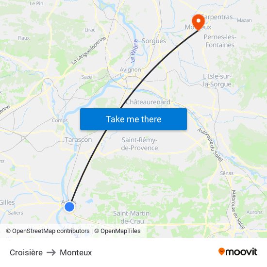 Croisière to Monteux map