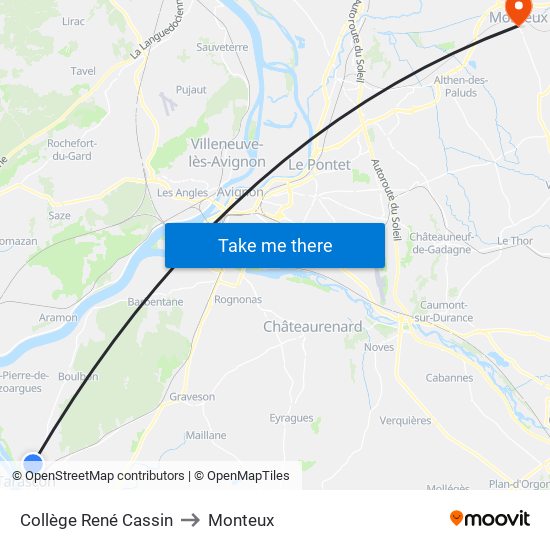 Collège René Cassin to Monteux map