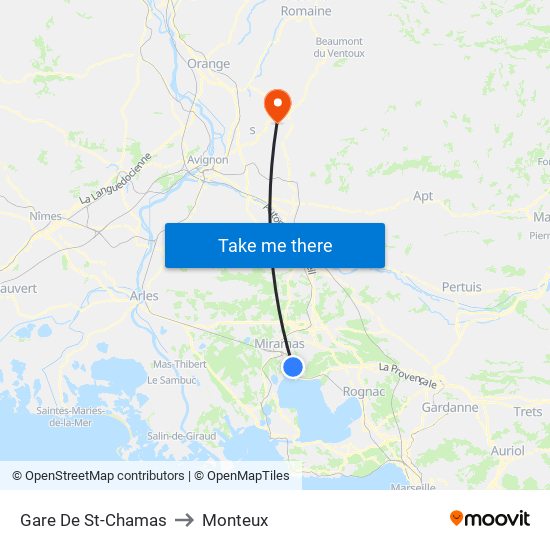 Gare De St-Chamas to Monteux map