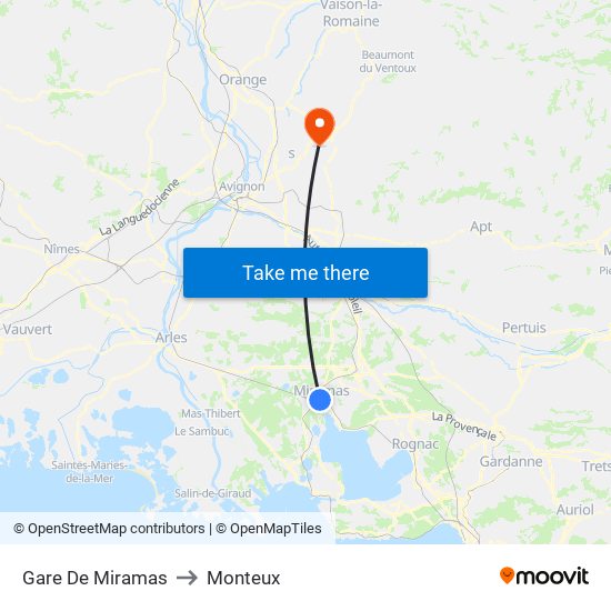 Gare De Miramas to Monteux map