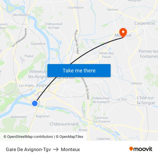 Gare De Avignon-Tgv to Monteux map